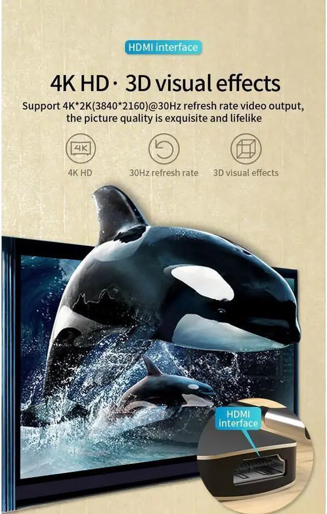 Alt view image 3 of 7 - USB C Hub, USB Hub to HDMI 4-in-1 Adapter with USB 3.0/2.0 Port,PD Charging Port,4K HDMI Adapter Compatible for MacBook Pro Air USB C Laptops and More Type C Devices