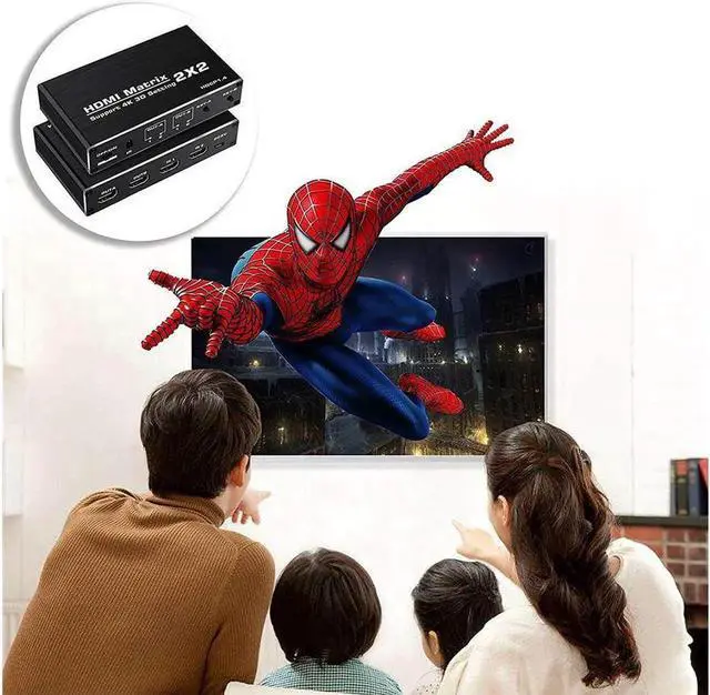 Alt view image 7 of 7 - HDMI Matrix 2x2 , 4K HDMI Matrix Switch 2 in 2 Out Switcher Splitter Box with IR Remote Control, Support Ultra 4K HDR,4Kx2K@60Hz, 3D, 1080PHDMI 2.0b, HDCP 1.4,YUV 4:2:0 (OZJ3)