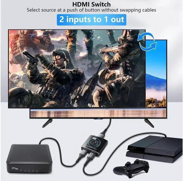 Alt view image 3 of 6 - HDMI 2.1 Switch 8K 60Hz HDMI Switcher 2 in 1 Out, 2 Port 4K 120Hz 8K HDMI Switcher Support 8K 48Gbps for Xbox Series X PS4 Pro PS5 Roku UHD TV Monitor Projector (OZ8Q2)