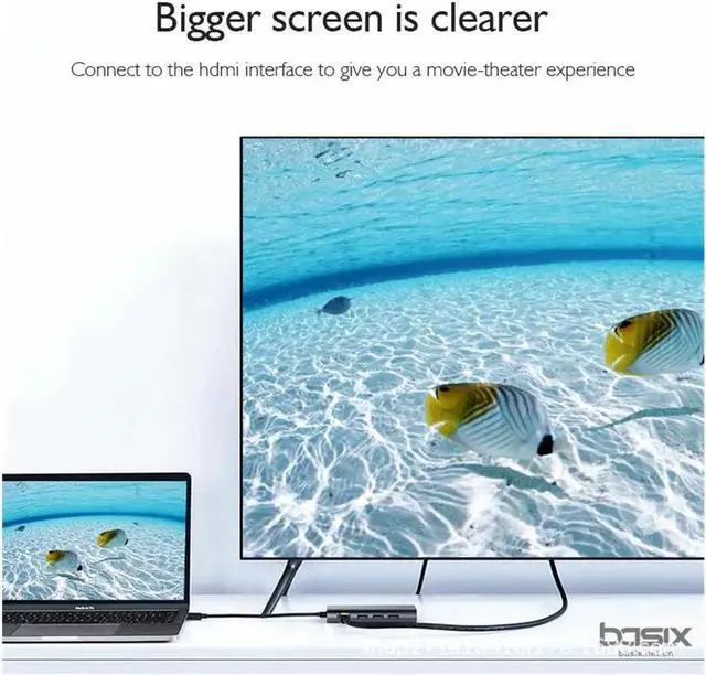 Alt view image 5 of 7 - USB 3.1 Type C HUB forType-C to USB 3.0 / 4K HDMI / RJ45 Ethernet / SD TF Card reader 8 in1 USB Type-C OTG For New Macbook-Silver