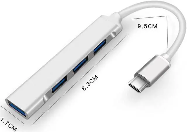 Alt view image 6 of 7 - 4-Port USB-C Hub, Ultra-Slim Data USB-C Type-C to 4 X USB 3.0 Hub Adapter for MacBook, Mac Pro, Mac mini, iMac, Surface Pro, XPS, PC, Flash Drive, Mobile HDD-Silver
