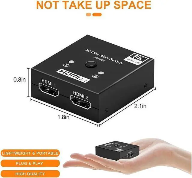 Alt view image 4 of 7 - HDMI Switch 4K 120Hz, Bi-Directional HDMI Switcher 2 Input 1 Output, 1 Input 2 Output, Supports 4K/120Hz,8K/60Hz High Speed 48Gbps Transmission Compatible for Firestick, Xbox PS4 HDTV