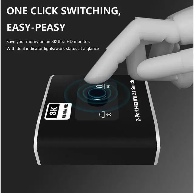 Alt view image 3 of 7 - CPC 8K 60Hz UHD HDMI Switch 2 in 1 Out High Speed 48Gbps HDMI Switcher Support 8K@60Hz 4K@120Hz for HDTV/Monitors/Laptops/PS5/Xbox and etc.(OZ8Q2)