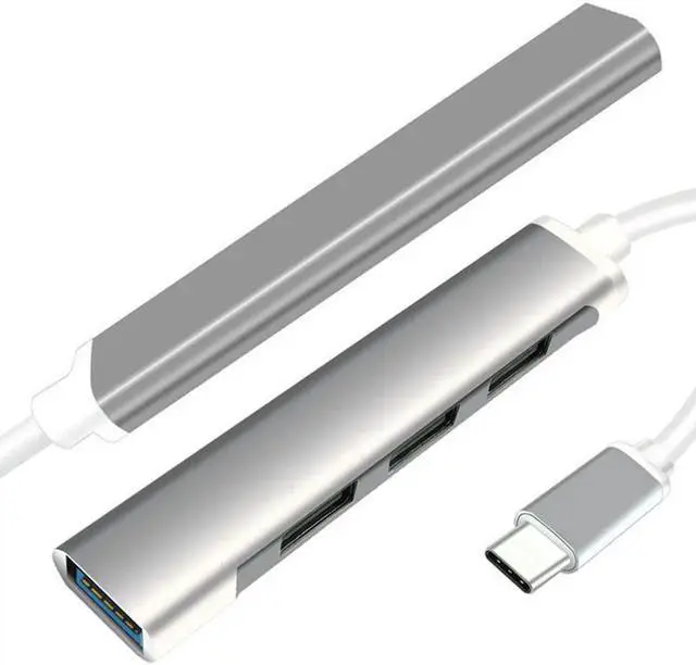 Main image of USB-C Hub Ultra-Slim Aluminum 4-Port USB Hub 3.0 for MacBook Air, Mac Pro/Mini, Microsoft Surface Pro, Dell XPS 15 and More-Gray