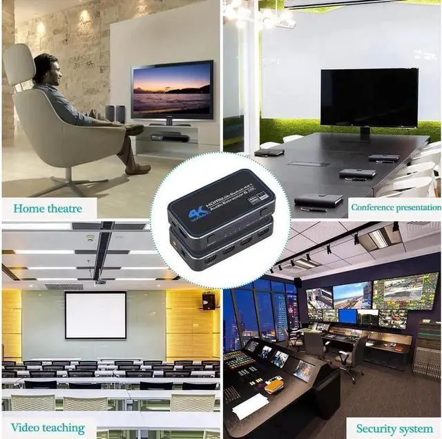 Alt view image 4 of 7 - 4K@60Hz HDMI Switch 4 in 1 Out w/IR Remote Control 4 Port Switcher Selector Box Audio Extractor with Optical 3.5mm Stereo Audio Out for Supports Ultra HD Dolby Vision 18.5Gbps HDR10 HDCP