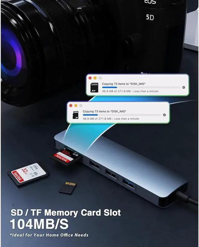 Alt view image 7 of 7 - USB C Hub/Adapter, 6 in 1 with 4K HDMI Output, USB 3.0, 2*USB 2.0, SD/TF Card Reader, USB C Dongle for MacBook Pro/Air, XPS More Type C Devices