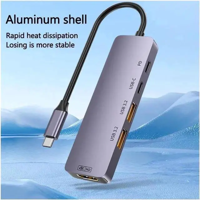 Alt view image 7 of 7 - 5-Port USB 3.2/USB C Hub with 2*10Gbps USB-A 3.2 10Gbps USB-C 4K@60Hz HDMI 140W Power Delivery, Aluminum USB Splitter for Chromebook Surface Pro iMac PS4 Laptop Xbox Flash Drive Laptop/PC