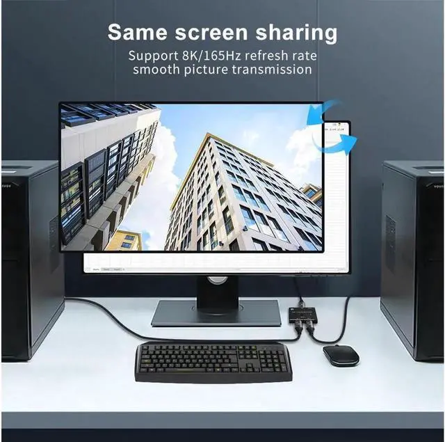 Alt view image 2 of 7 - Displayport 1.4 Switch 8K Displayport Bi-direction splitter switcher Displayport KVM 2X1 1X2 Display-port 8K@60Hz,4K@120Hz Compatible with Xbox X PS5