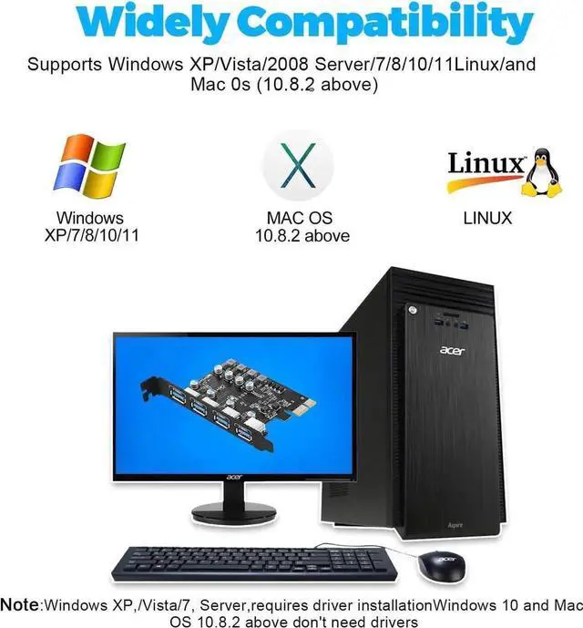 Alt view image 6 of 7 - USB PCIE Card 4-Port USB 3.0-A PCI Express Expansion Card Desktop PC Internal USB hub for Windows 10/8/7 and MAC OS 10.8.2 Above