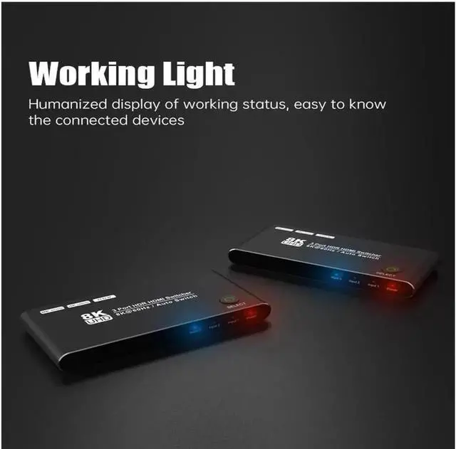 Alt view image 6 of 7 - HDMI 2.1 Directional Switch Ultra HD 8K High Speed 48Gbps Only 3in 1out 8K@60Hz 4K@120Hz Converter Compatible with Xbox PS5 Projectors Monitors (8k hdmi 2.1 Switch)