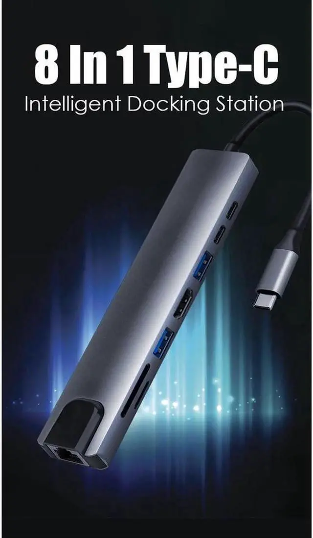 Main image of USB C Hub Multiport Adapter, 8-in-1 Type C Hub with RJ45 Port, USB3.0/2.0 Port,4K HDMI,SD/TF Card Port,87W PD, Type-C Port Docking Station, Compatible for MacBook Pro and Type C Devices