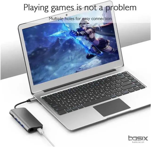 Alt view image 2 of 7 - USB 3.1 Type C HUB forType-C to USB 3.0 / 4K HDMI / RJ45 Ethernet / SD TF Card reader 8 in1 USB Type-C OTG For New Macbook-Silver