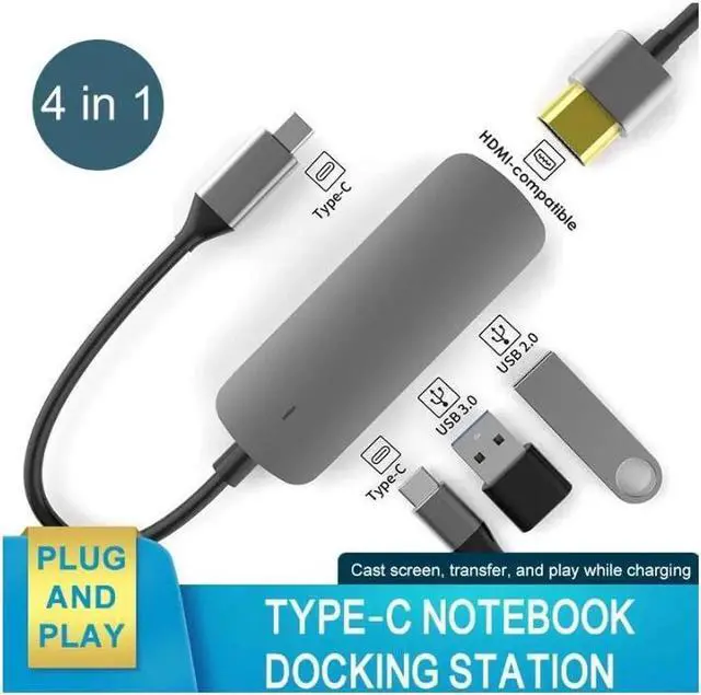 Main image of USB C Hub Multiport Adapter, USB 3.1- SuperSpeed 4 in 1 USB C Dongle with PD Charging Port, USB3.0, USB2.0 Port and 4K HDMI Adapter for Mac Book Pro, XPS More Type C Devices