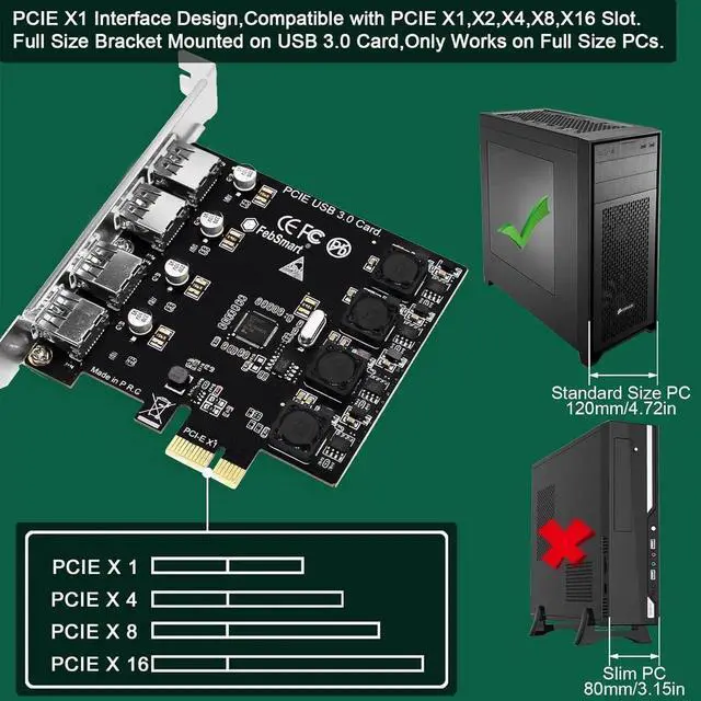 Alt view image 6 of 7 - PCIe to USB 3.0 4X USB-APorts Expansion Card,PCI Express Internal USB 3 Hub Converter for Desktop PCS Riser Card