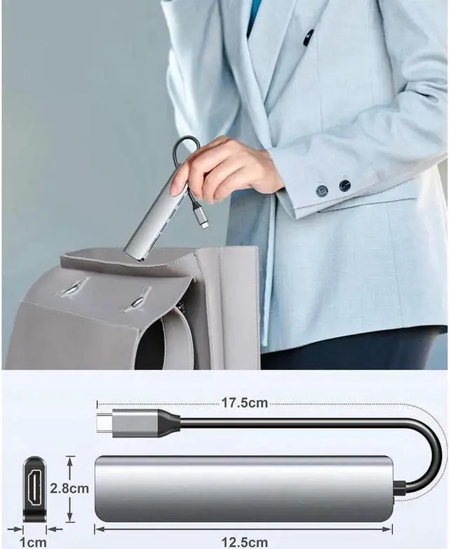 Alt view image 4 of 7 - USB C Hub, 7 in 1 USB C to HDMI Splitter, 5Gbps USB3.0 Data Port, 2*USB-A, 4K HDMI Port, PD 100W Charging, SD/TF Card Reader, for iPad Pro MacBook Pro Laptops and More