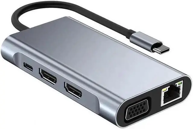 Alt view image 5 of 6 - 8in1 USB C To Lightning Cable Hub 5Gpbs High Speed 1000Mbps Ethernet Usb C Hub Dual HDTV 4K Adapter Splitter for Laptop