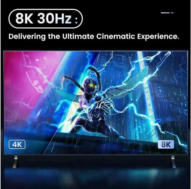 Alt view image 6 of 7 - 8K 3x1 HDMI 2.1 Switch 4K @ 120hz Switcher 3 in 1 Out, Support HDR, HDR10, Dolby Vision, HLG 48Gbps for Xbox Series X PS5 Ro-ku Fire TV Monitor Projector Dolby