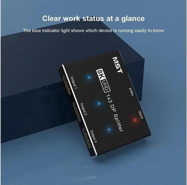 Alt view image 2 of 7 - 3-Port Displayport MST Hub 1.4 Display Port MST hub splitter for 3 monitors Splitter Displayport mst hub 8K 30Hz 4K 144hz