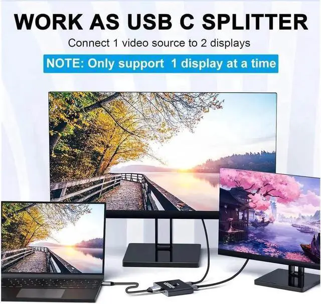 Alt view image 7 of 7 - USB C Switch Selector Bi Direction USB C Switch 2 in 1 Out or 1 in 2 Splitter 8K@60Hz Video / 10Gbps Data Transfer,2 USB-C Cables Included for Monitor