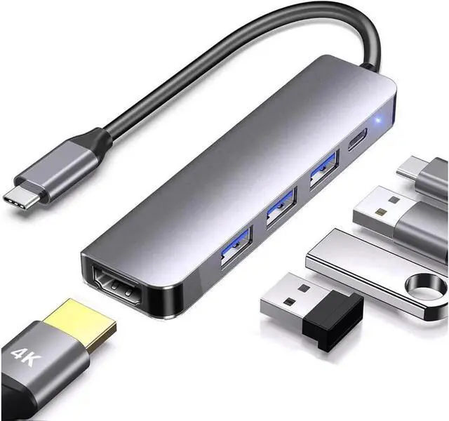Main image of USB C Hub with 4K HDMI, 5 in 1 USB C to HDMI Multiport Adapter 3 x 5Gbps USB3.0, 100W Power Delivery,USB C Dongle for MacBook Pro/Air, iPad Pro, iMac, iPhone 15 Pro, XPS