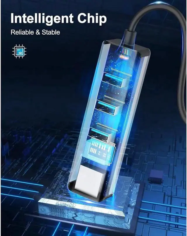 Alt view image 5 of 7 - USB C to Ethernet Adapter 4 in 1 USB C Hub Ethernet with 3 USB 3.0 Ports/Gigabit Rj45 Plug & Play Thunderbolt (3/4) to Network Adapter for MacBook Pro/Air XPS iPad Pro iPhone 15 Pro/Max