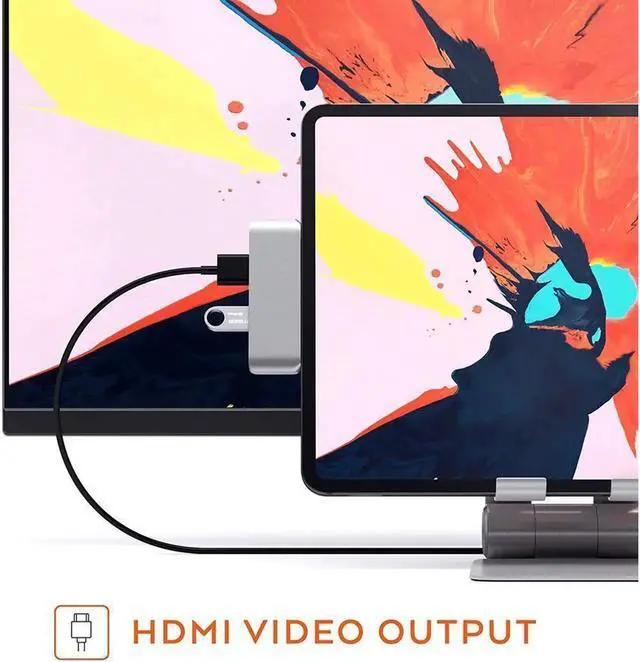 Alt view image 3 of 7 - USB C HDMI Adapter for MacBook Pro 2017/2016/Google Chromebook /XPS/S9, 4 in 1 USB-C to 4K HDMI Output, Audio Jack Port , PD Charging Port and USB3.0 Port (Silver)