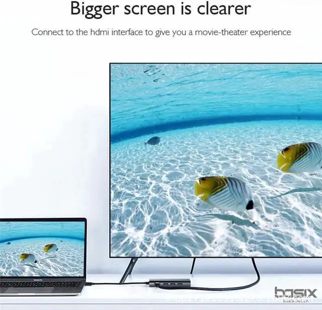 Alt view image 3 of 7 - Basix 8 in1 USB Type C 3.1 HUB forType-C to USB 3.0 / 4K HDMI / RJ45 Ethernet / SD TF Card reader USB Type-C OTG For New Macbook