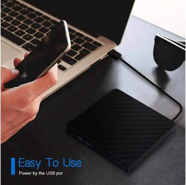 Alt view image 6 of 6 - External DVD Drive USB3.0/USB-C Portable CD DVD RW Drive Writer Burner Optical Player Compatible For Windows 10 Laptop Desktop iMacs