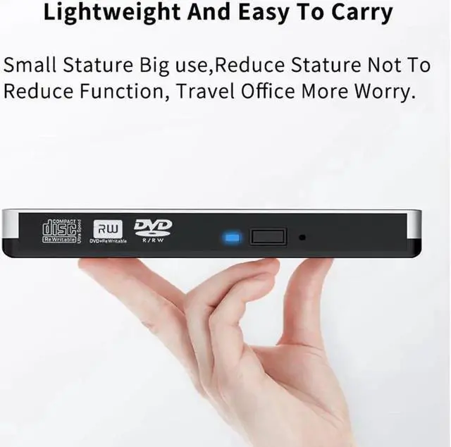 Alt view image 7 of 7 - External CD Drive USB3.0 USB-C External DVD CD Drive Burner High Speed Data Transfer USB DVD Player for Laptop Notebook PC Desktops Support Windows/Vista/7/8.1/10 Mac OSX and Linux OS