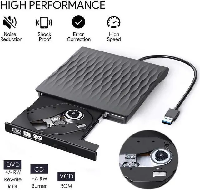 Alt view image 7 of 7 - External DVD CD Drive USB3.0&USB C Super Drive External DVD CD+/-RW Burner Writer Optical Drive Compatible for with Mac/MacBook Pro/Air/iMac/Laptop/Desktop PC/Windows -Black