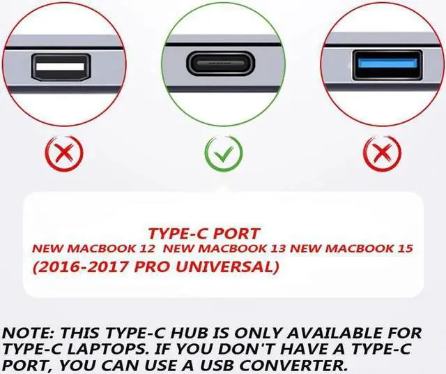 Alt view image 2 of 7 - USB Type C Hub Adapter Thunderbolt 3 7 in 1 Type-C Docking Station with 4K HDMI USB 3.0 TF SD Slot PD for MacBook Pro 2016/2017-Gary