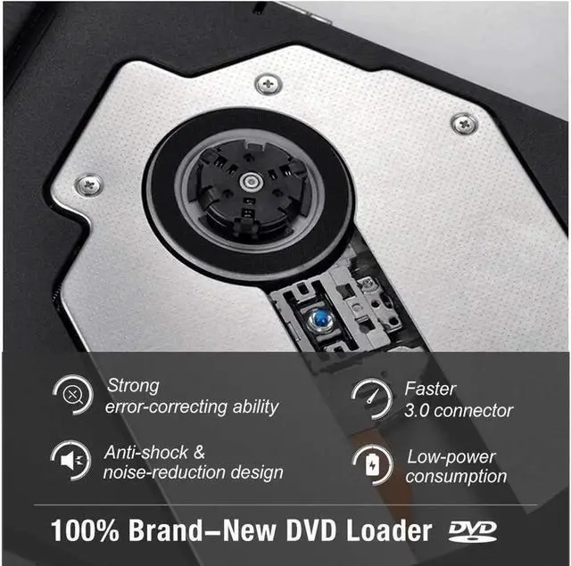 Alt view image 6 of 7 - External CD DVD Drive, USB 3.0 Slim Portable External CD DVD Rewriter Burner Writer,High Speed Data Transfer USB Optical Drives Player for PC Desktop Laptop Windows Linux Mac OS (Black)