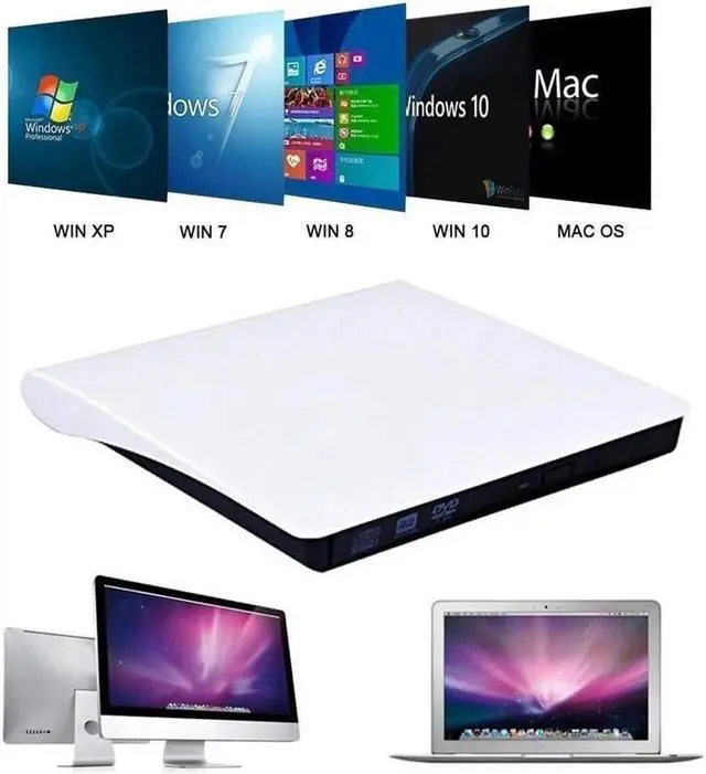Alt view image 5 of 7 - XD001 External CD Drive, USB 3.0 Optical Drive Type C Dual Port DVD Burner CD DVD Rewriter Burner Writer Compatible with Windows XP/7/8/10 MacOS Linux for MacBook Laptop Desktop (White)