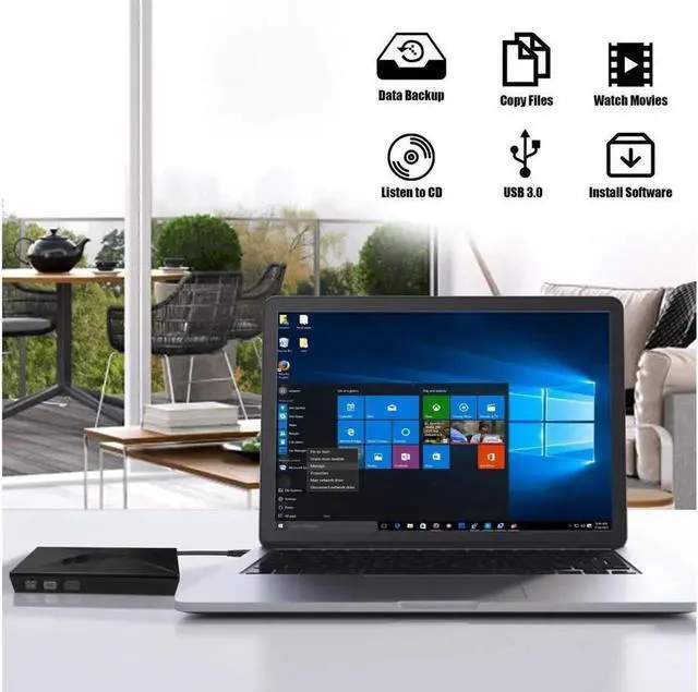 Alt view image 3 of 7 - External CD DVD Drive Type-C&USB-3.0 Portable CD DVD +/-RW Drive Slim DVD/CD ROM Rewriter Burner Writer Compatible with Laptop Desktop PC Windows XP/2003/Vista/7/8.1/10,Linux,Mac OS