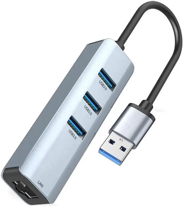 Main image of USB 3.0 to Ethernet Adapter, 4-in-1 Portable Data Hub USB Splitter USB3.0 Expander with RJ45 Gigabit Ethernet LAN Network Adapter Support Windows, Mac OS, Surface Pro,Linux,Chromebook