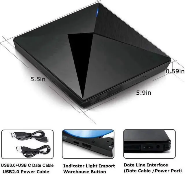 Alt view image 5 of 7 - Polaris External CD Drive USB 3.0 Portable CD DVD +/-RW Drive DVD/CD ROM Rewriter Burner Writer Compatible with Laptop Desktop PC Windows Mac Pro MacBook