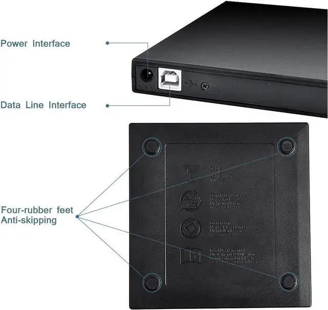 Alt view image 4 of 7 - External CD Drive for Laptop, USB2.0 Ultra-Slim Portable CD +/-RW ROM Burner/Writer Compatible with PC Desktop Windows 2000/XP/Vista/Windows7/Windows8(Black)