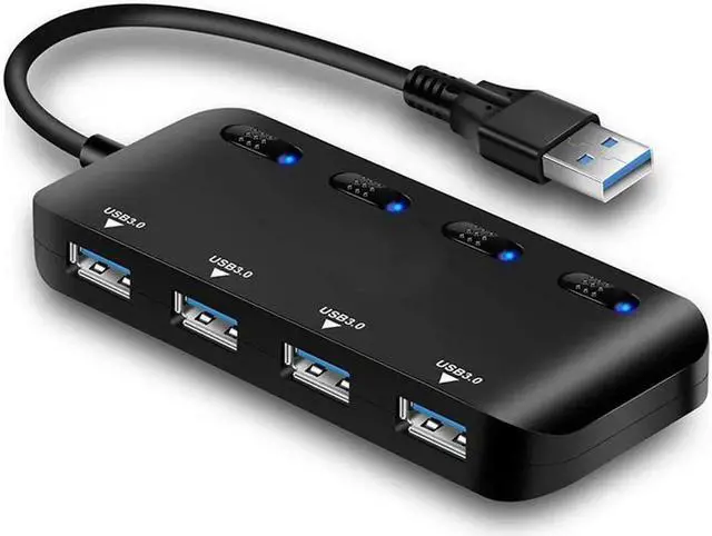 Main image of 4-Port USB 3.0 Hub, Portable Data Hub with Individual Power Switch and LED Compatible iMac Pro, MacBook Air, Mac Mini/Pro, Surface Pro, Notebook PC, Laptop, USB Flash Drives, and Mobile HDD