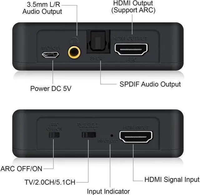 Alt view image 3 of 6 - HDMI Audio Extractor,4K@60Hz HDMI to HDMI with Audio 3.5mm SPDIF Audio Out,HDMI Audio Converter Adapter Splitter Support 4K 1080P 3D Compatable for PS3 Xbox Fire Stick.