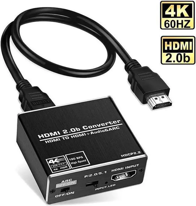 Main image of Aluminum Shell 4K 60Hz HDMI 2.0 Audio Extractor Splitter for PS5 Xbox Series X 4K HDMI Audio converter HDMI + optical toslink SPDIF+3.5mm audio output,OZV8-1