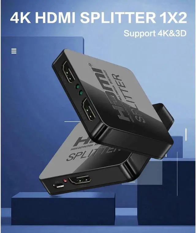 Main image of Hdmi Splitter 1 in 2 Out Powered Full Ultra HD 1080P V1.4 HDMI Display,Support 4K/2K and 3D Resolutions 1 Input to 2 Outputs