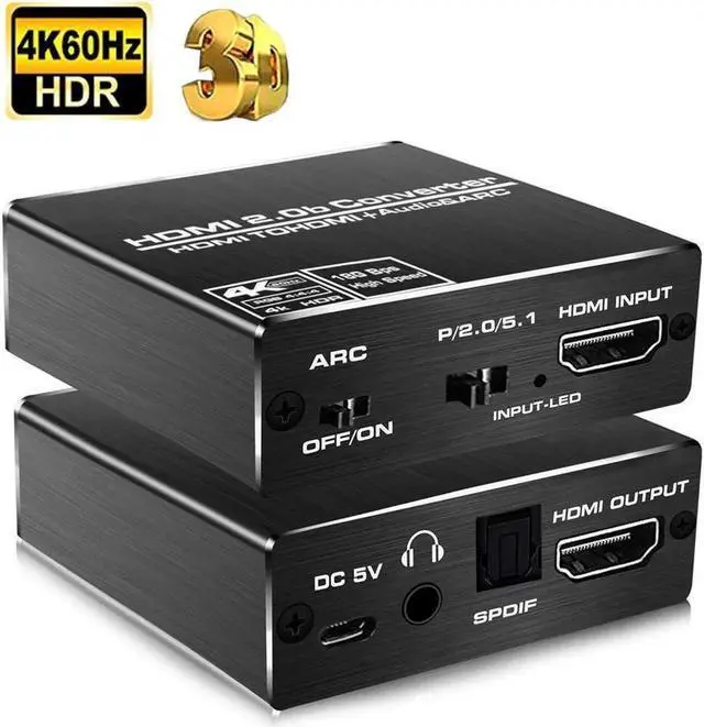 Main image of Aluminum Shell HDMI Audio Extractor Splitter 4K@60Hz hdmi to hdmi SPDIF 3.5mm Audio Adapter Converter Output Support 18Gbps, HDCP 2.2 1080P@120Hz 1080P@144Hz 3D Compatable for PS4 Fire