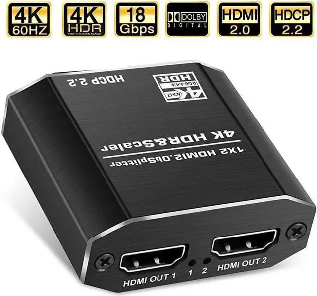 Main image of HDMI Switch 4K HDMI Splitter-HDMI Switcher Splitter 1 Input 2 Output, Support HDCP2.2, HDMI2.0b, EDID, 3D, RGB 4:4:4 for Xbox PS4 Roku HDTV Fire Stick Blu Ray(with 4 kinds of EDID mode)