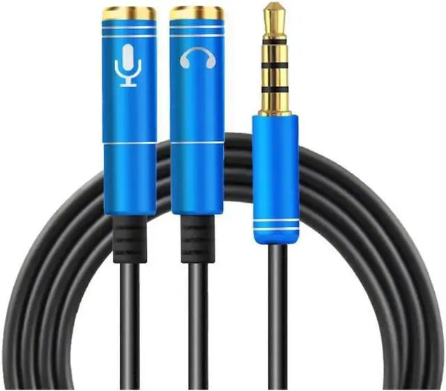 Main image of (2-PACK)3.5mm Audio Stereo Y Splitter Cable 3.5mm Male to 2Port 3.5mm Female for Earphone and Headset Splitter Adapter Compatible with iPhone, Samsung Smartphones Tablets MP3 player-Blue