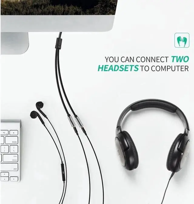 Alt view image 5 of 7 - (2-PACK)3.5mm Audio Stereo Y Splitter Cable 3.5mm Male to 2Port 3.5mm Female for Earphone and Headset Splitter Adapter Compatible with iPhone, Samsung Smartphones Tablets MP3 player-Blue