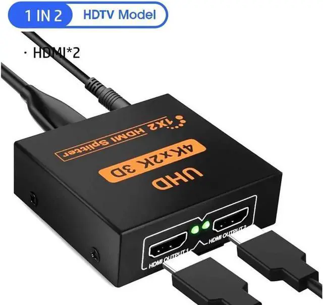 Main image of HDMI Splitter 1in2 Out Powered by AC Adapter Hdmi powered Splitter Supports 4K@30Hz 3D Full HD1080P Compatible with Xbox PS3/4 Fire Stick Roku Blu-Ray Player HDTV - 1 Input to 2 Outputs