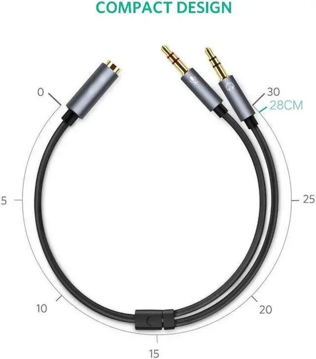 Alt view image 3 of 7 - (2 Pack) 3.5mm Headset Splitter Jack Adapter CTIA 2 Male to Female Y Splitter Adapter Cable with Separate Microphone and Headphone Compatible for PC PS4 Gaming Headset, 1Feet/30cm (Blue)