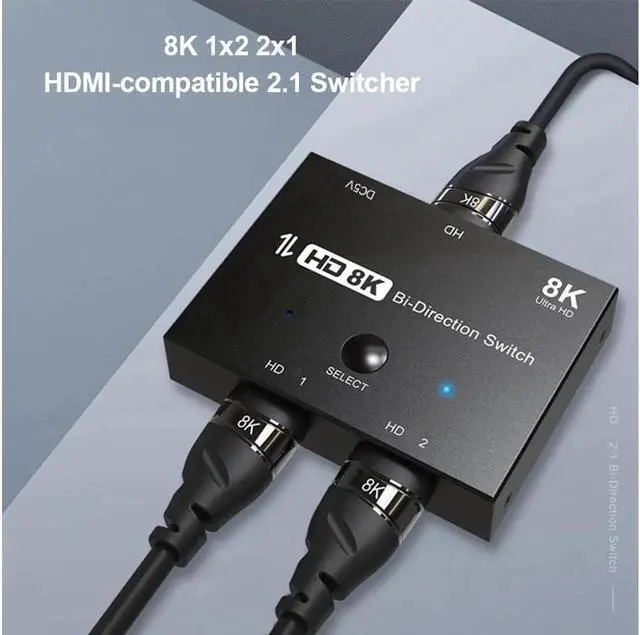 Main image of Bi-Direction HDMI-compatible 2.1 Switch Ultra HD 8K@60Hz 4K@120Hz Switcher Splitter With switch button 1x2 2x1 For PS4/PS5 Xiaomi TV Box HDTV Splitter
