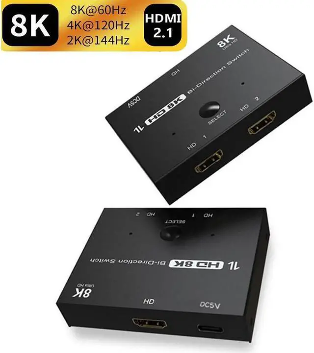 Main image of Ultra HD 8K Switcher Bi-Direction, HDMI 2.1 Ultra HD High Speed 48Gbps Directional Switch 8K@60Hz 4K@120Hz 1x2/2x1 Splitter Converter Adapter for PS4/PS5 Xiaomi TV Box HDTV Splitter