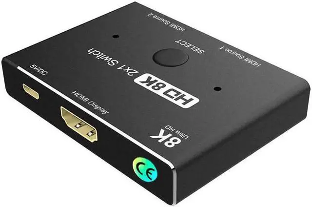 Alt view image 2 of 7 - 2 in 1 out HDMI-compatible 2.1 Switch Ultra HD 8K@60Hz 4K@120Hz Switcher Splitter With switch button 2 sources to 1 display For 2 sources to 1 display PS4/PS5 Xiaomi TV Box HDTV Splitter